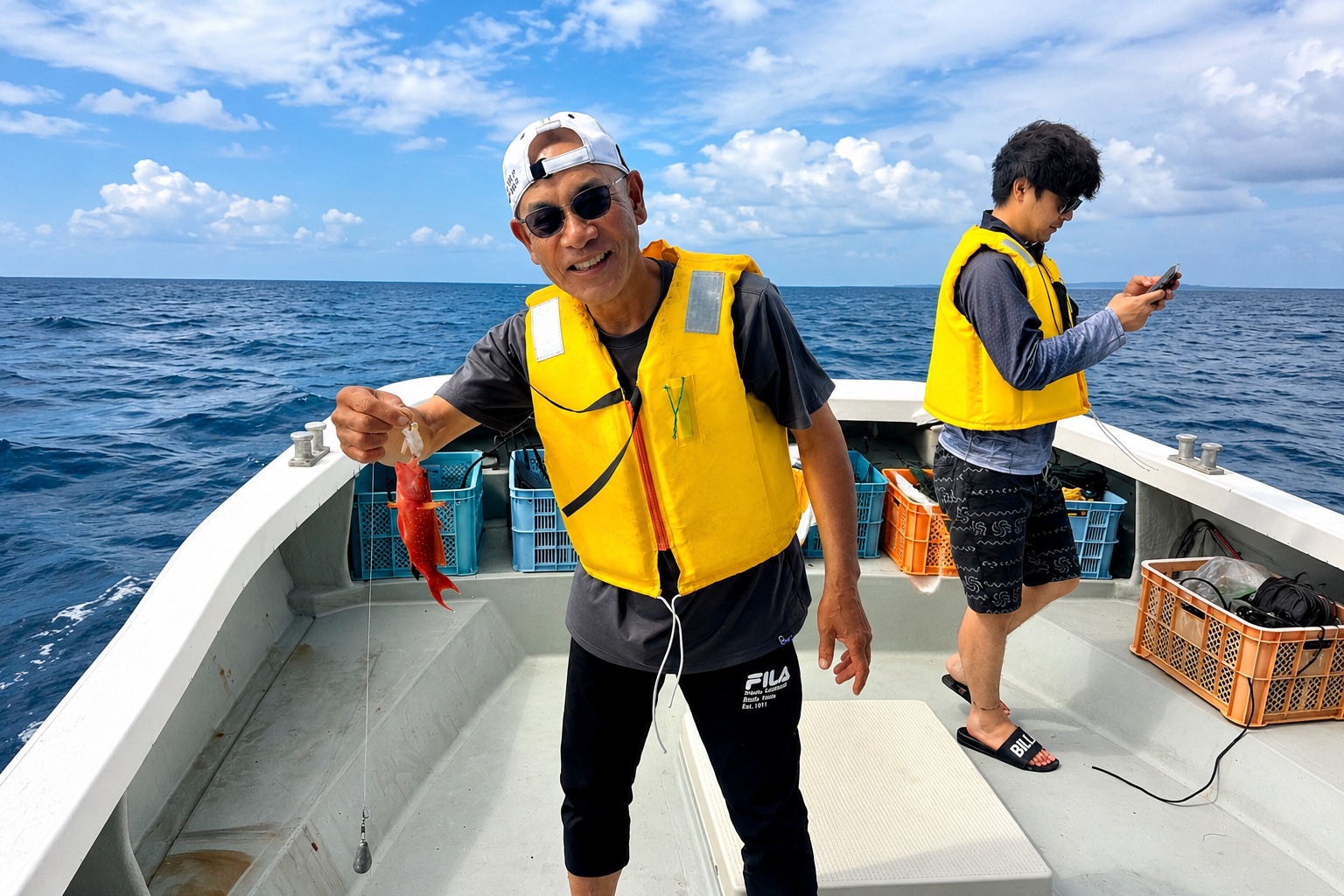 石垣島フィッシング 釣れた魚 笑顔 半日体験